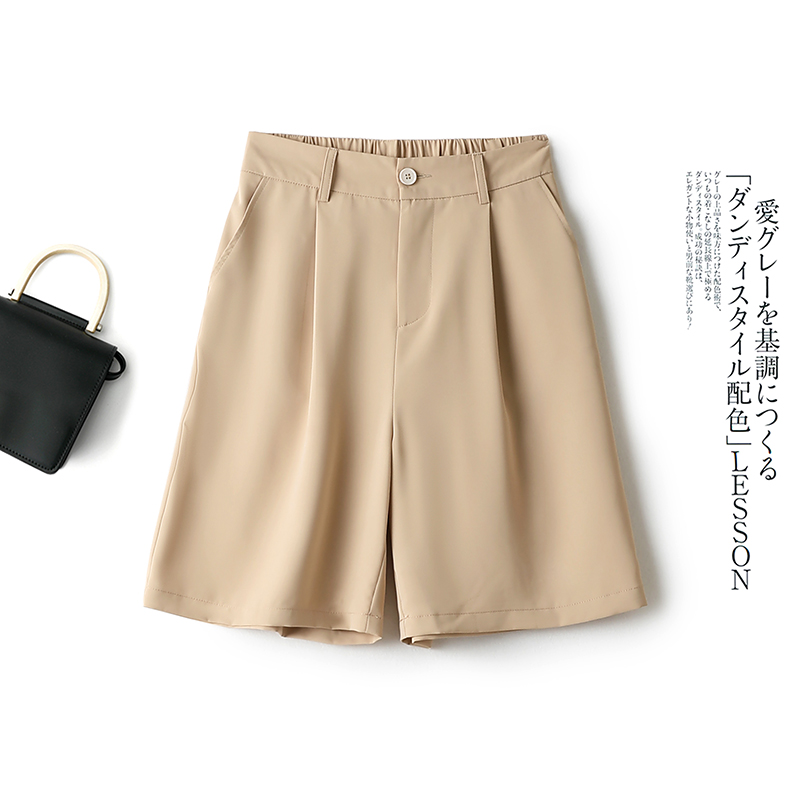 五分裤女高腰夏季薄款雪纺冰丝裤子直筒休闲宽松阔腿a字西装短裤