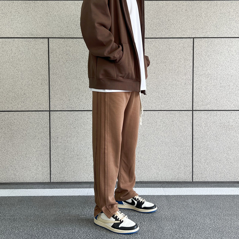 CEZPHISON毛边开叉休闲直筒长裤宽松高街卫裤运动裤ins裤子男女