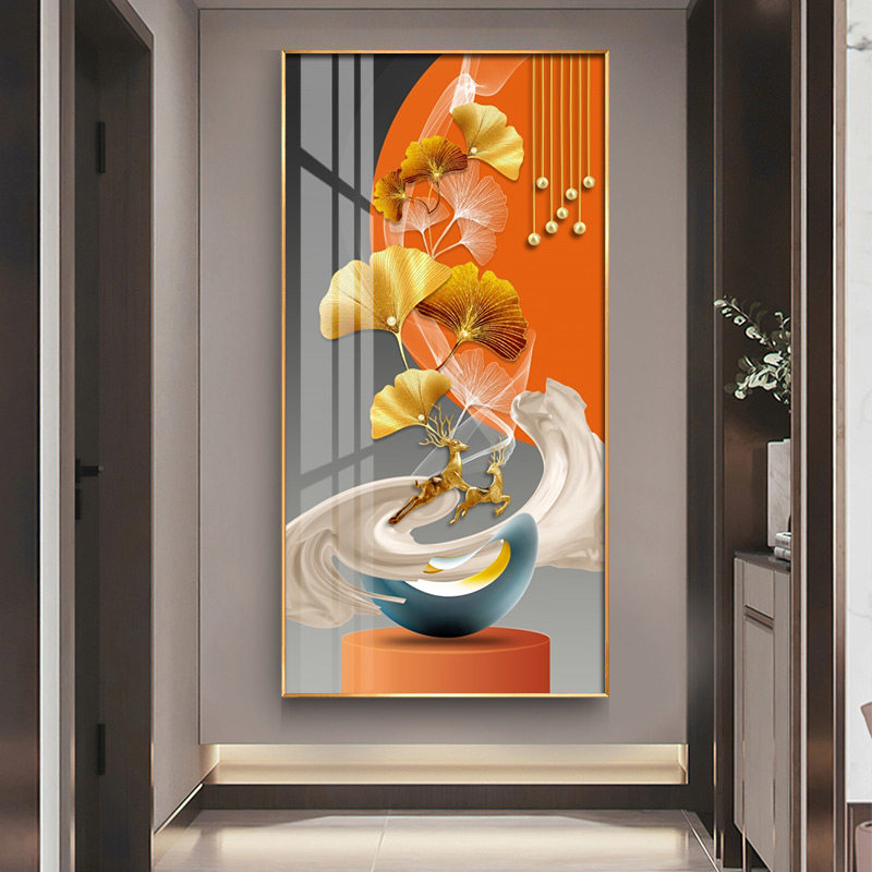 入户玄关装饰画现代简约轻奢墙壁壁画竖版单幅走廊现代装饰画
