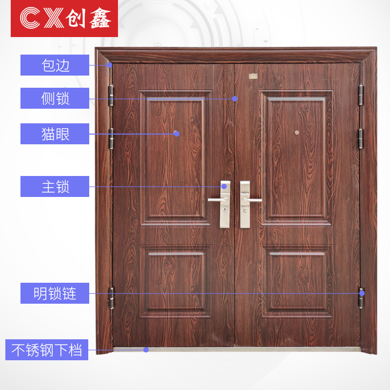 防盗门家用别墅自建建房大门双开入户门进户门安进户门