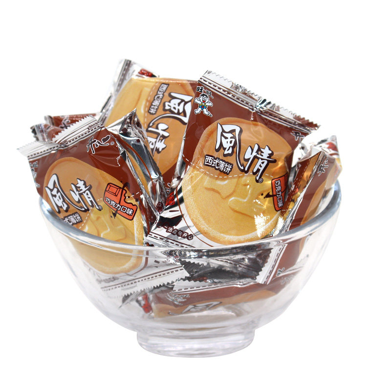 旺旺风情休闲牛奶巧克力夹心饼干1000g散装单独蛋圆饼干