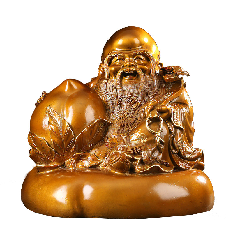 徽匠铜韵纯铜老寿星寿仙长寿送礼老人祝寿书房摆件
