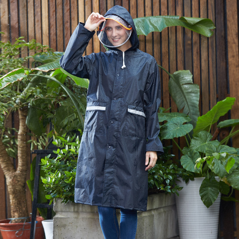 双清时尚徒步雨衣成人男女单人长款风衣雨衣骑行雨披户外旅游雨衣