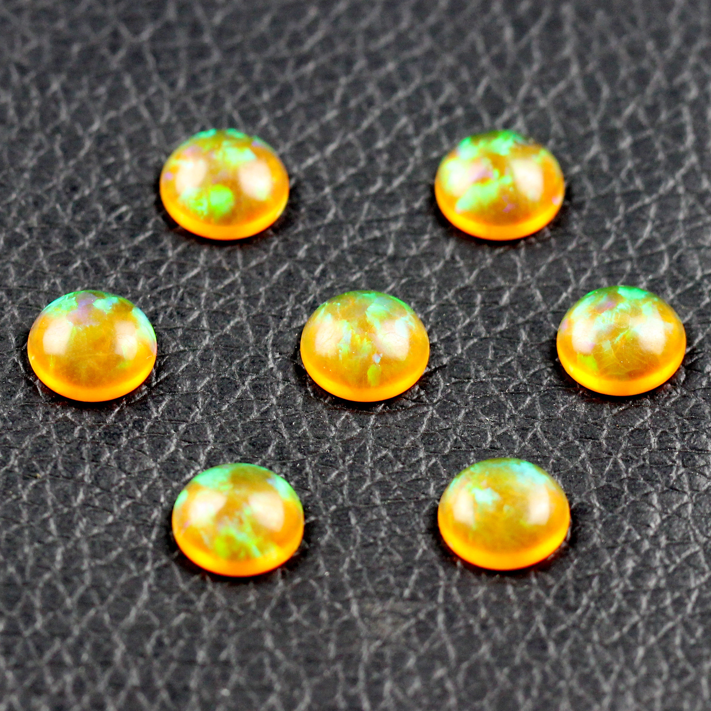 黄欧泊彩色男女饰品diy克拉澳宝合成宝石裸石戒指