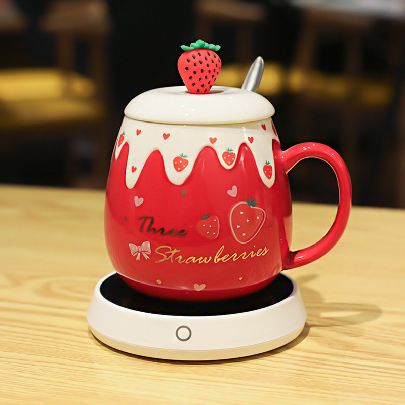 55度暖暖恒温高颜值喝水水杯可爱杯子办公室创意马克杯