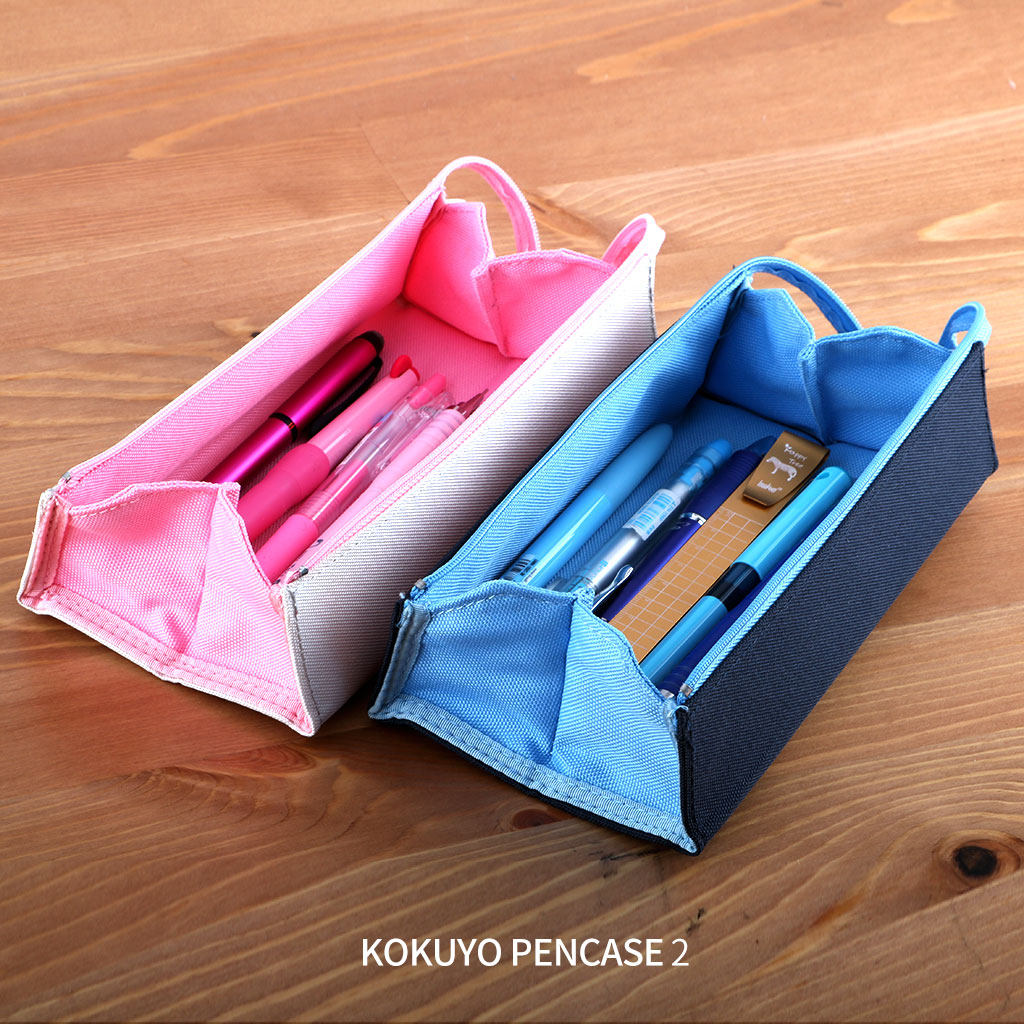 日本kokuyo国誉|f-vbf122|可展开便携对开式方形收纳袋|帆布笔袋