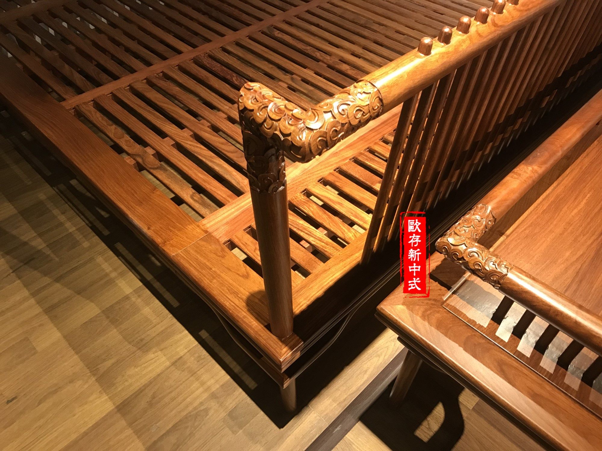 申城苏梨工厂红木家具实木紫檀刺猬大床京瓷金樽实木床