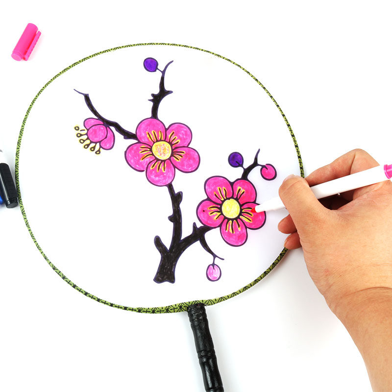 空白扇子儿童绘画画diy手工团扇宫扇圆扇幼儿园创意美术涂鸦材料