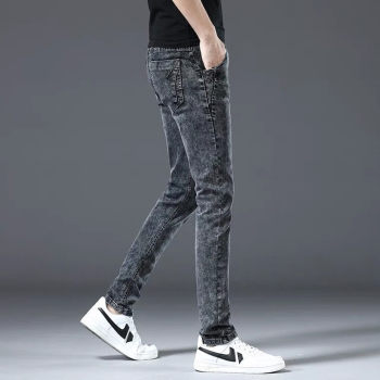 ໂສ້ງຍີນຜູ້ຊາຍ summer ຍີ່ຫໍ້ບາງ trendy slim ເຫມາະກັບຕີນຂະຫນາດນ້ອຍບາດເຈັບແລະ versatile ແບບເກົາຫຼີ trousers ທົນທານຕໍ່ການໃສ່ໄດ້ trendy