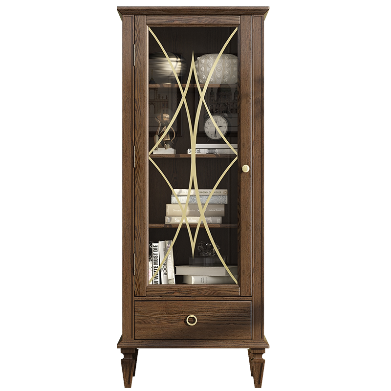 森趣美式轻奢实木高柜现代简约客厅玻璃门酒柜餐厅酒柜