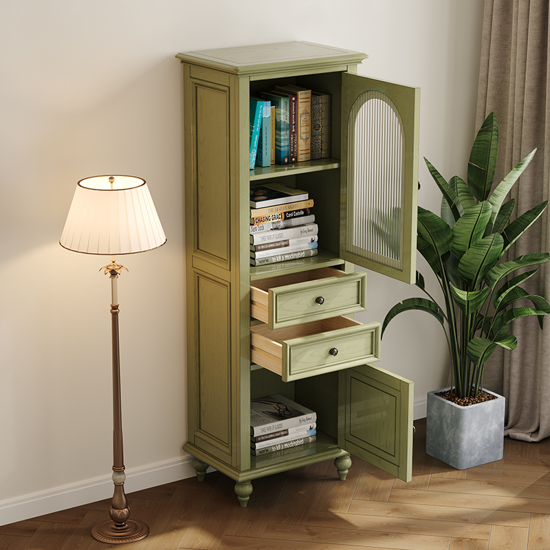 森趣美式绿色实木拱门酒柜2022新款小户户型餐边柜