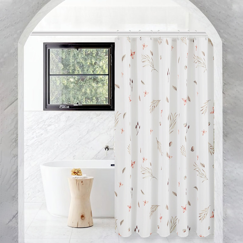 北欧浴室帘子防水卫生间洗澡隔断挂帘防霉磁吸浴帘