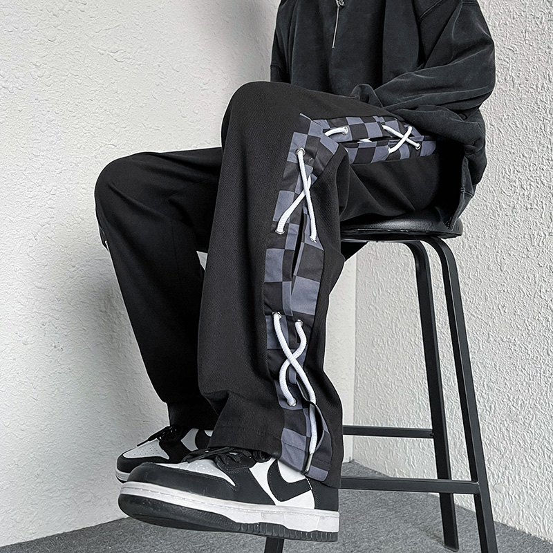 夏季男裤子薄款潮流阔腿裤宽松直筒休闲裤潮牌ins高街运动卫裤男