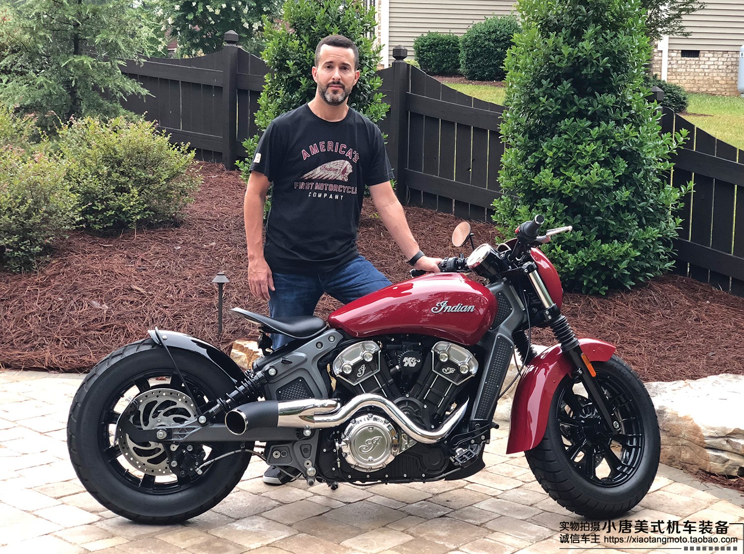 新品印第安摩托车bobber侦察兵改装个性脏鸟2出1复古全段排气管