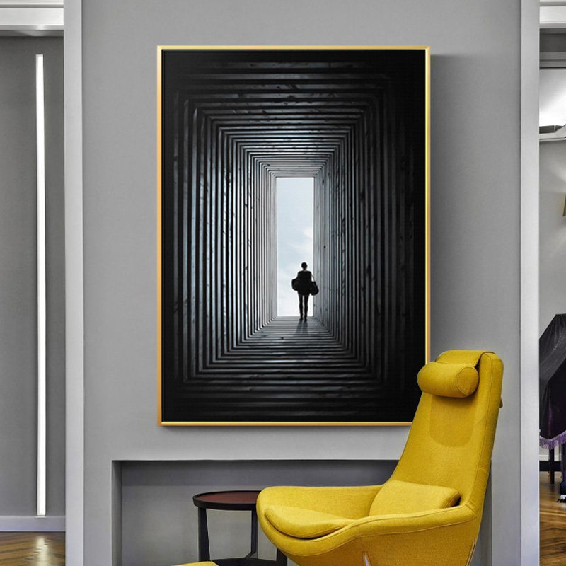 玄关装饰画极简黑白抽象画民餐厅壁画创意现代简约现代装饰画