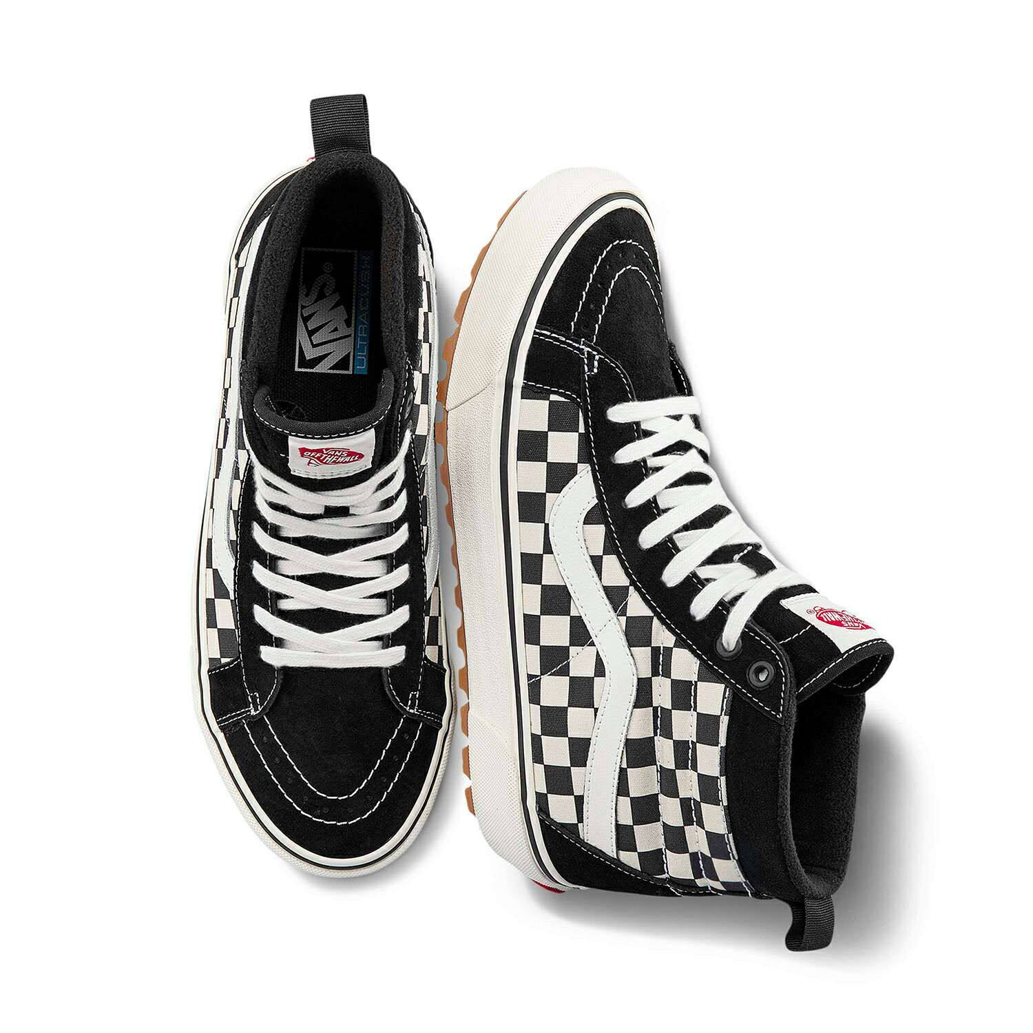 vanssk8himte黑白棋盘格冬季加绒保暖男女高帮板鞋vn0a5hzya04