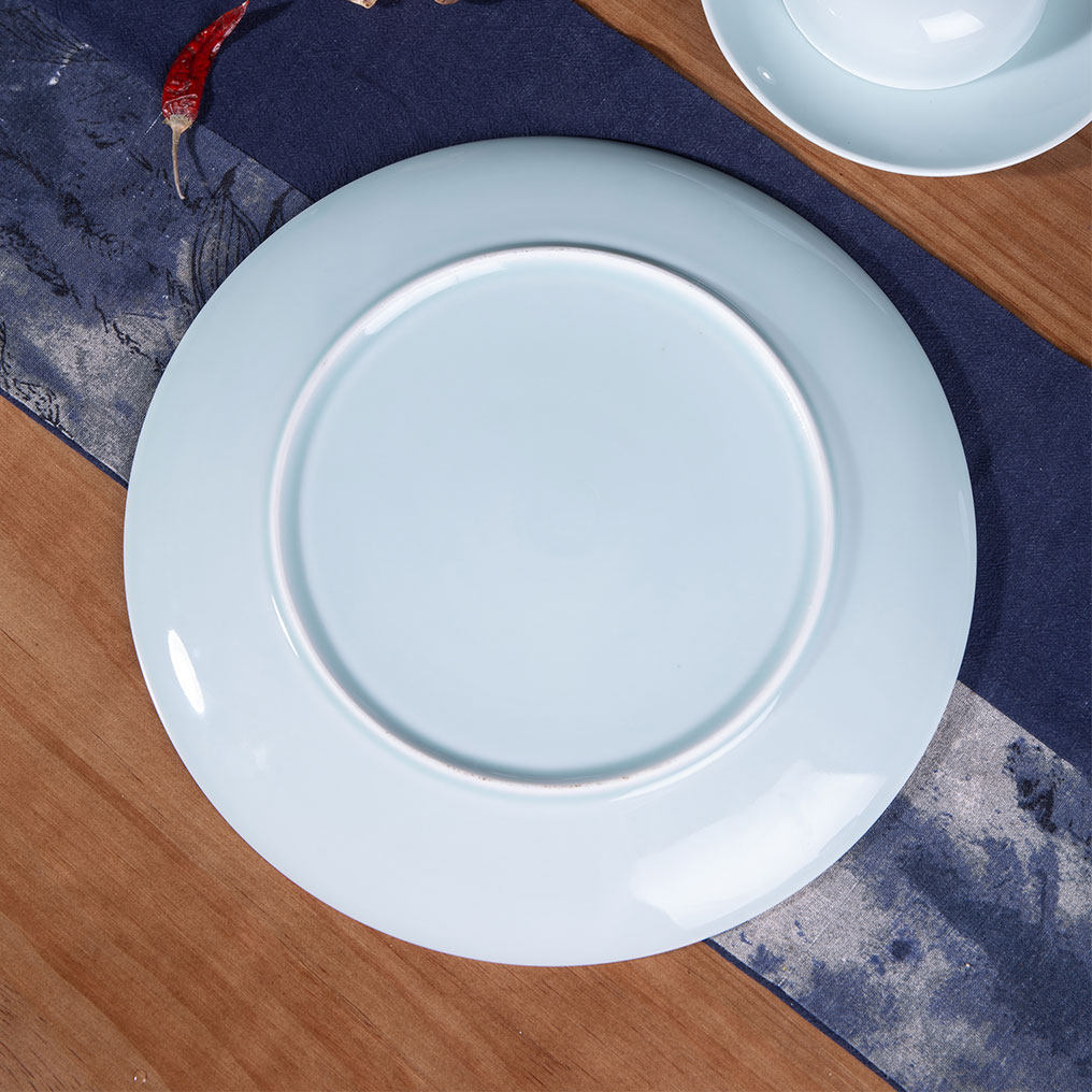 纯白骨瓷菜盘家用陶瓷酒店摆台餐具意面大盘子浅盘西餐盘月光平盘