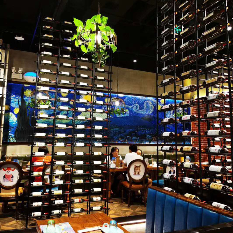 红酒酒吧挂墙酒架落地展示架靠墙葡萄酒工业架子酒架