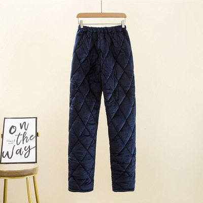 中老年冬天棉裤睡裤女婆婆法兰绒夹棉长裤妈妈加棉加绒加厚家居裤