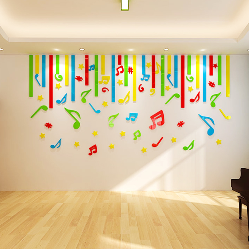 音乐教室装饰墙贴亚克力3d立体立体音音符培训班墙贴