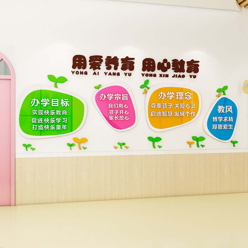 幼儿园办园理念环创主题墙面装饰3d立体墙贴墙贴
