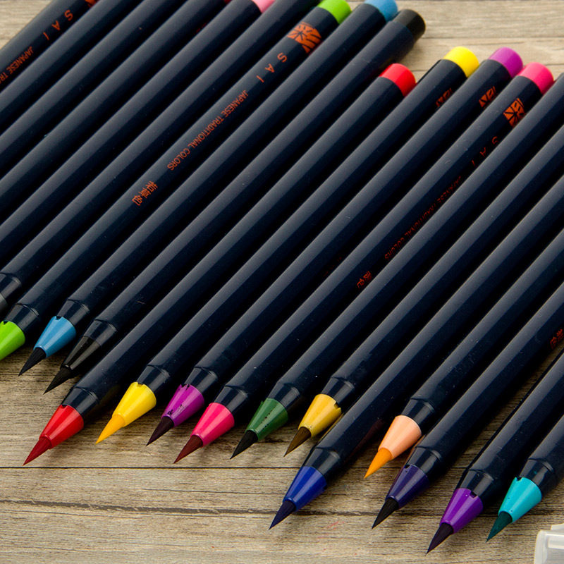 日本专业秀丽彩色套装画笔手绘动漫颜料画画水彩笔