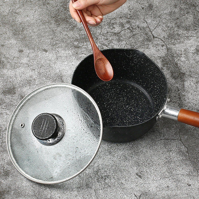 日式麦饭石雪平锅家用不沾小锅泡面锅热牛奶锅燃气灶电磁炉通用锅