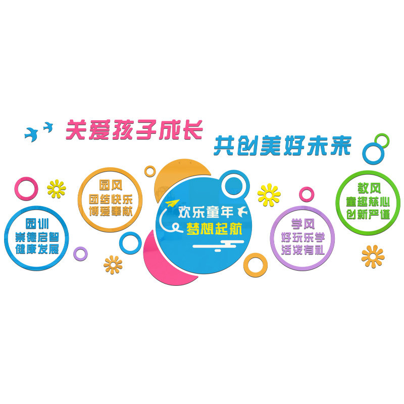 幼儿园办园理念墙贴环创材料大厅环境布置亚克力软装墙贴