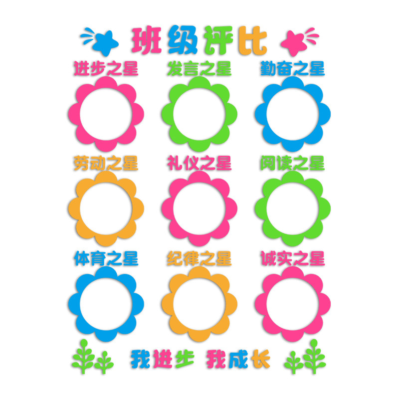 班级之星文化墙贴小学生每周评比照片教室布置软装墙贴