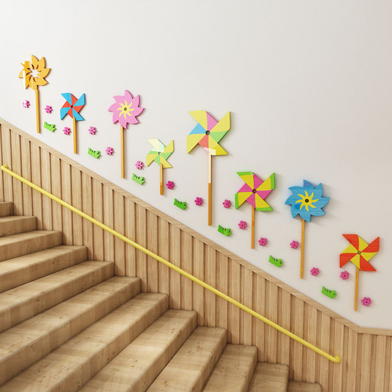 楼梯走廊幼儿园墙面装饰亚克力环创主题布置材料软装墙贴