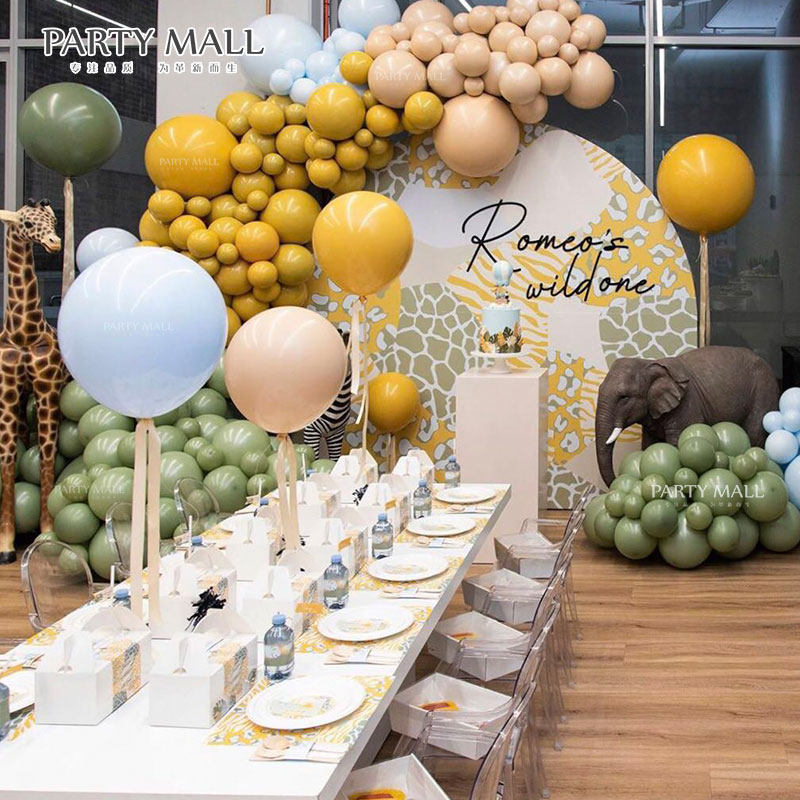 森林布置场景画面定制kt背景气球动物派对装扮布置套餐