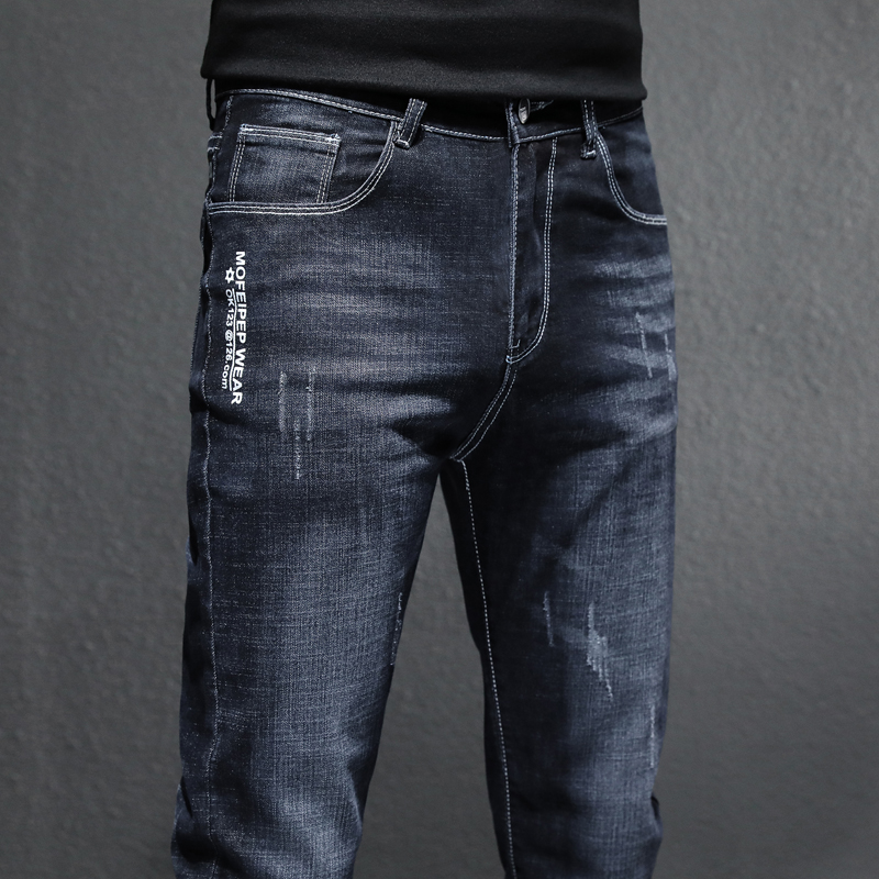 2021新款男士牛仔裤春秋冬款修身直筒弹力秋季休闲长裤子韩版潮流