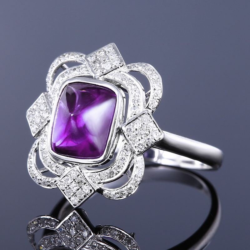 意禄彩宝女钻石镶嵌金镶嵌珠宝18k女款戒指蓝宝石手饰