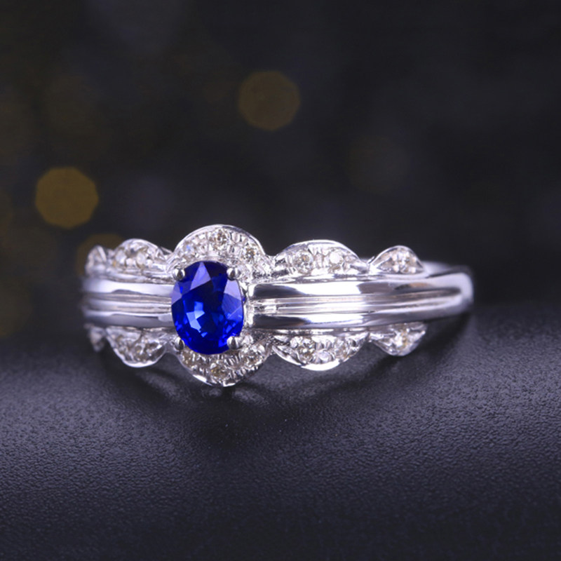 意禄彩宝椭圆形花边钻石镶嵌珠宝金镶嵌18k戒指手饰