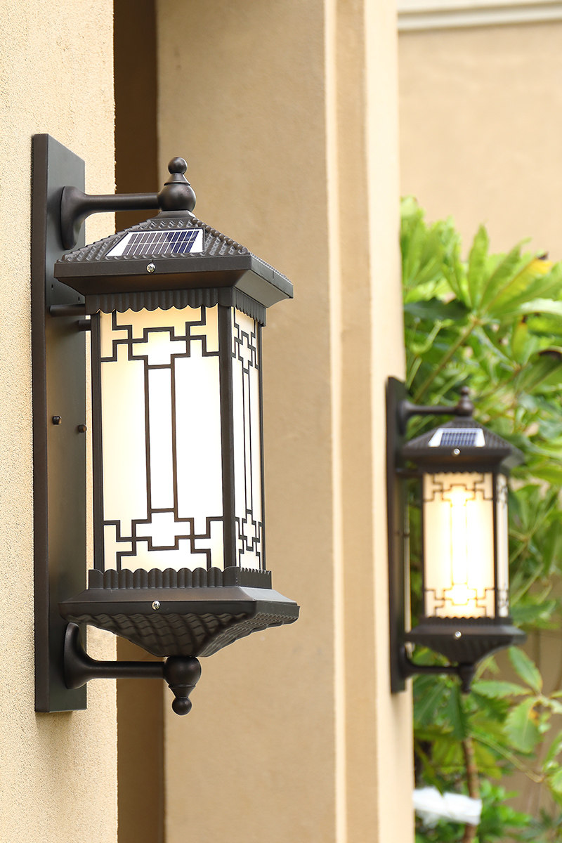 太阳能壁灯led户外大门过道灯新中式花园别墅庭院壁灯