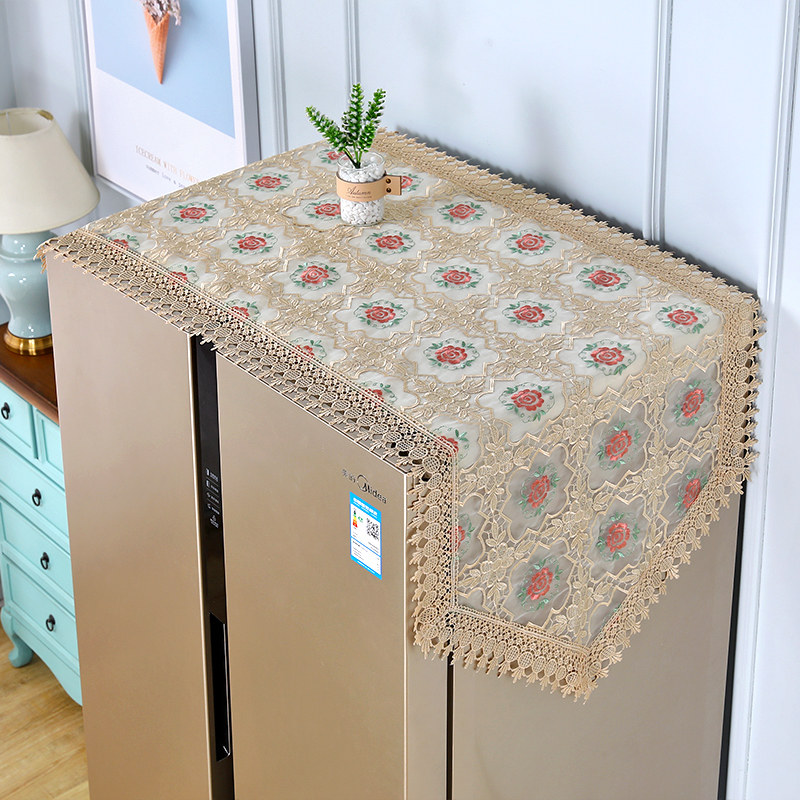 冰箱开门防尘盖布蕾丝罩遮盖巾单开门家用布防尘万能盖巾