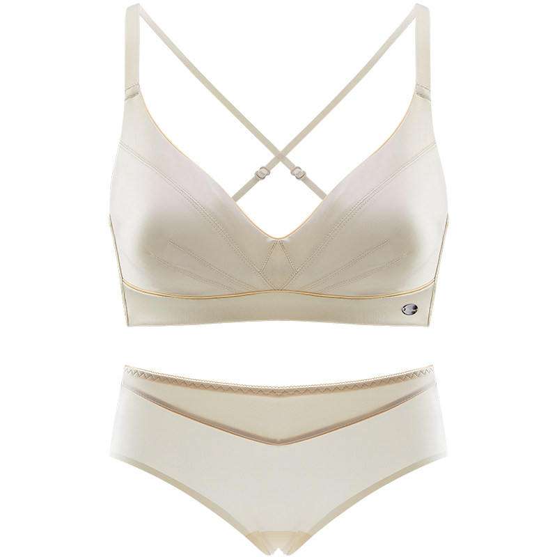 夏季薄款轻奢缎面无痕内衣女性性感聚拢调整文胸