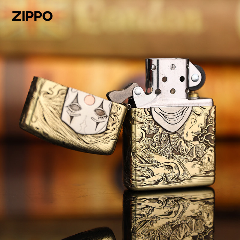 zippo官方正品煤油防风打火机黄铜五面浮雕盔甲zippo