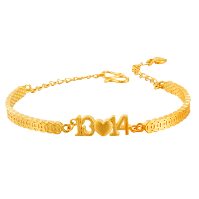 南沙丘比特1314女仿黄金爱心手饰久不掉色镀金饰品手链