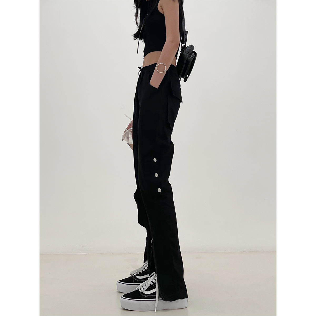 THELIGHT开叉机能风工装裤女vibe中性重工帅气直筒休闲裤ins潮春