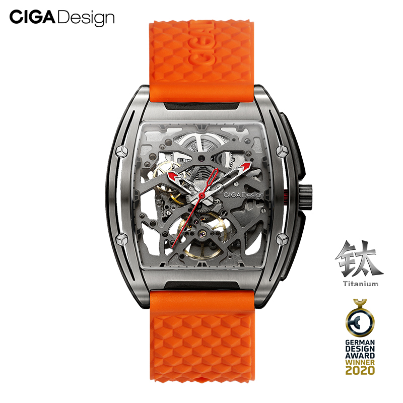 CIGA Design玺佳锋芒钛合金酒桶镂空男士手表自动机械表正品防水