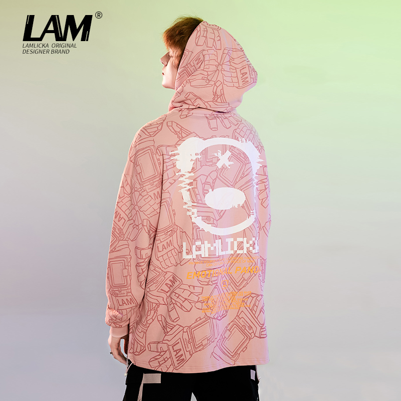 LAMLICKA小恶魔卫衣男2021年潮ins宽松秋冬季加绒加厚情侣连帽衫