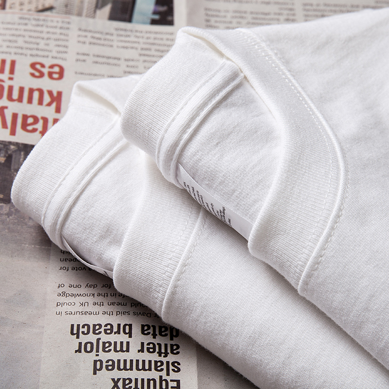 爆炸哥 270g重磅白色厚实圆领长袖T恤纯棉纯色上衣春秋基础打底衫