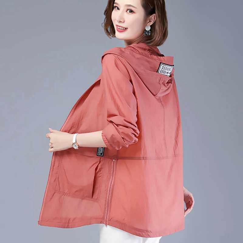 双层防晒衣女中长款40岁50中年妈妈薄风衣外套大码胖mm宽松防晒服