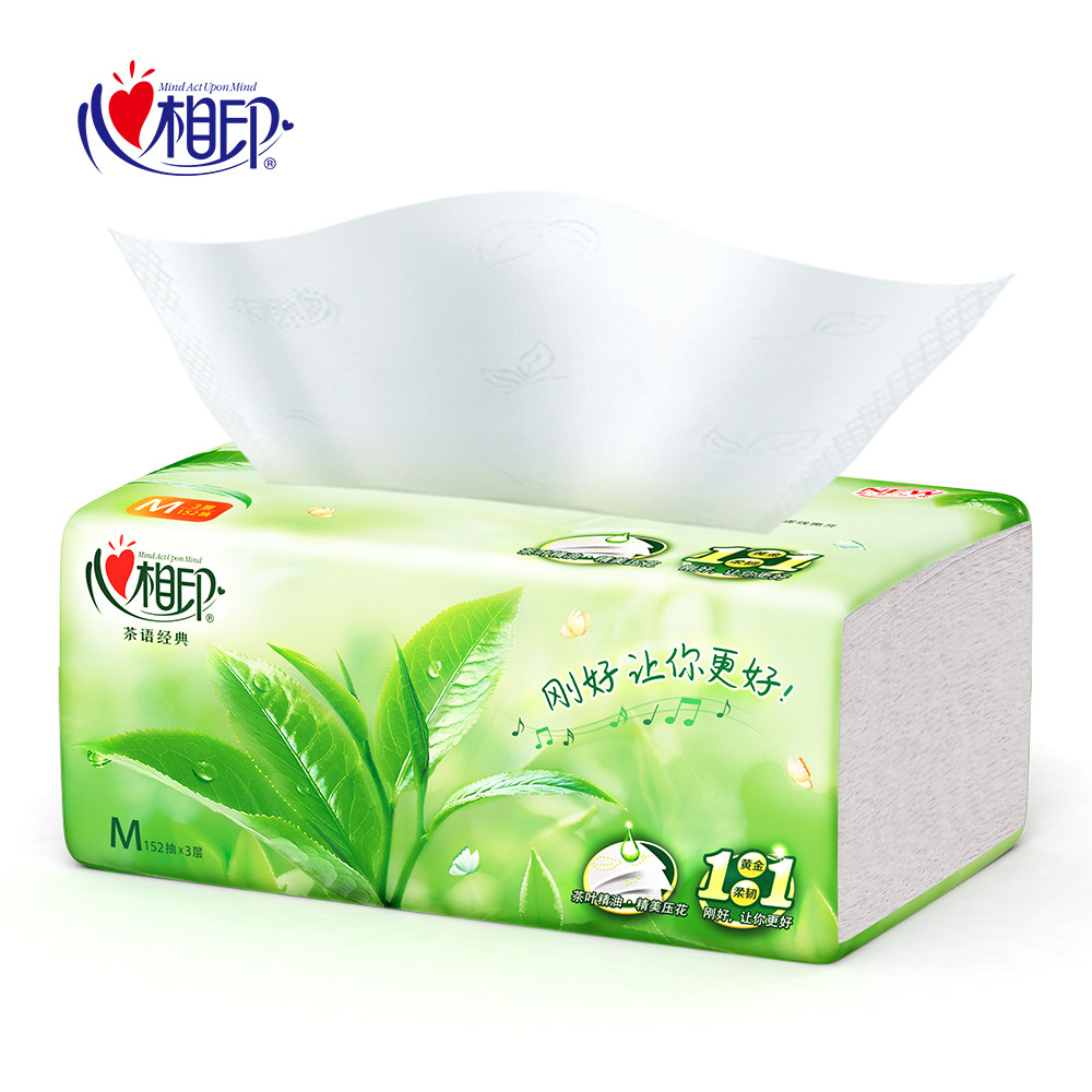 心心相印茶语抽纸大包装餐巾纸面巾纸婴儿可用纸抽整箱批发152抽