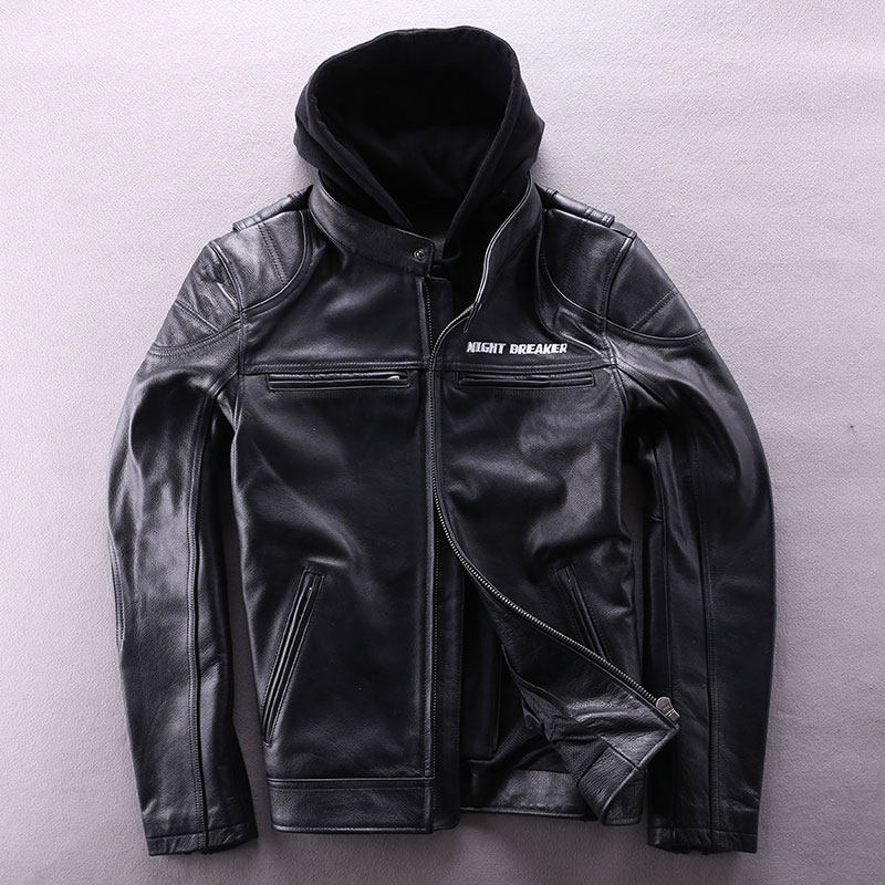真皮哈雷摩托服男男头层牛皮立领修身短款机车皮衣
