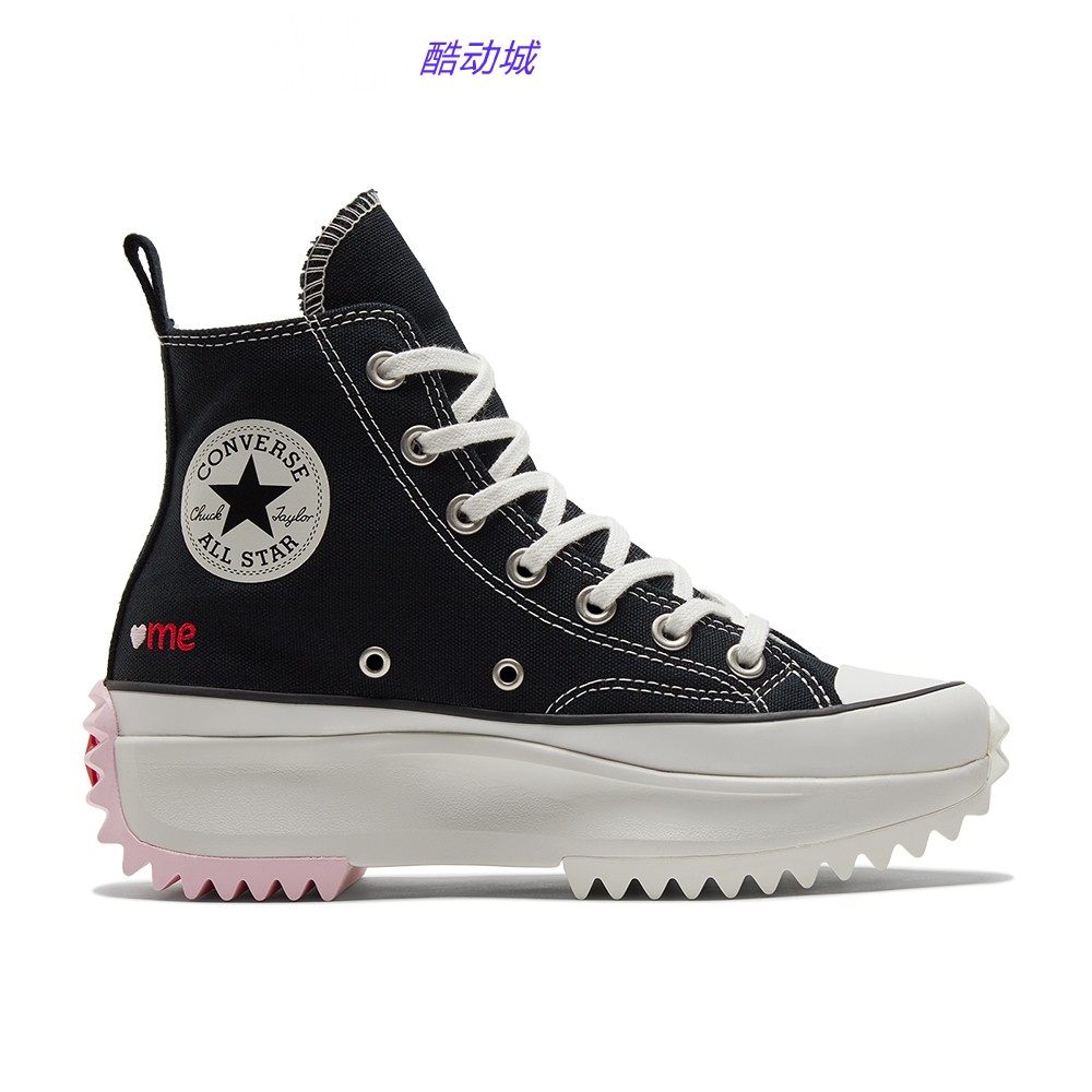 converse匡威情人节限定runstarhike黑色增高高帆帆布鞋