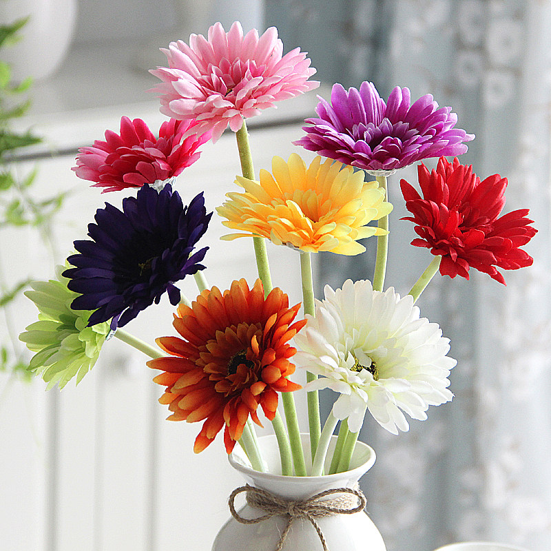 扶郎花田田园客厅单支非洲菊美人落地插花仿真仿真花