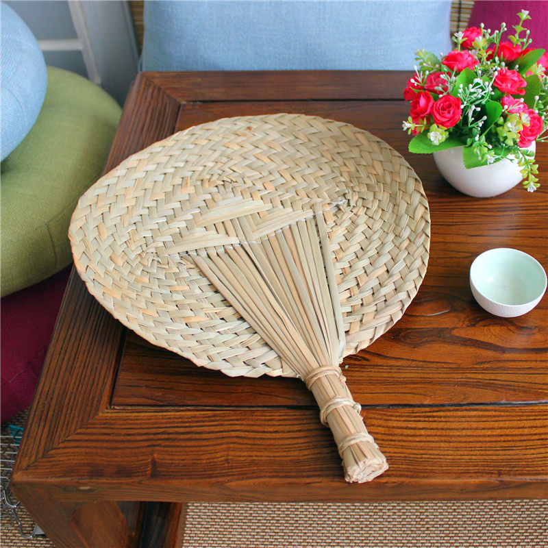 扇子桃形天然蒲草手工蒲扇草编工艺道具草藤扇子