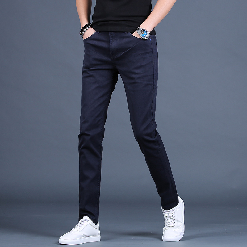 夏季新款男士高端牛仔裤男潮牌弹力修身小脚韩版潮流休闲长裤子潮